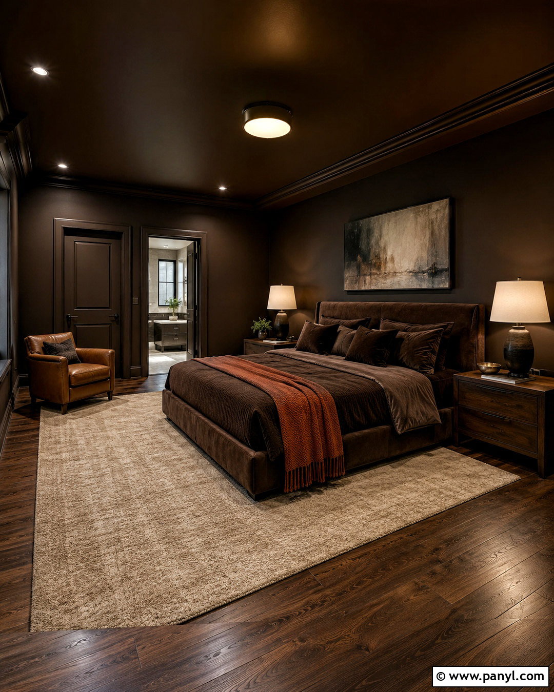 Dark Brown Color Drenched Bedroom - 20 dark brown room aesthetic ideas