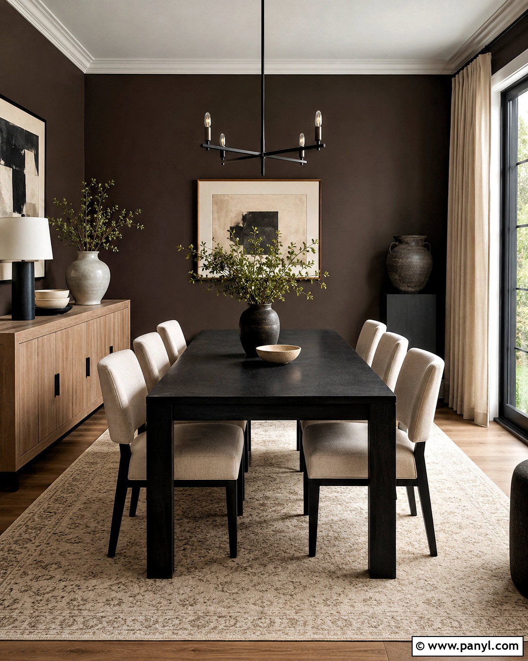 Dark Brown Dining Room With Black Accents - 20 dark brown room ideas