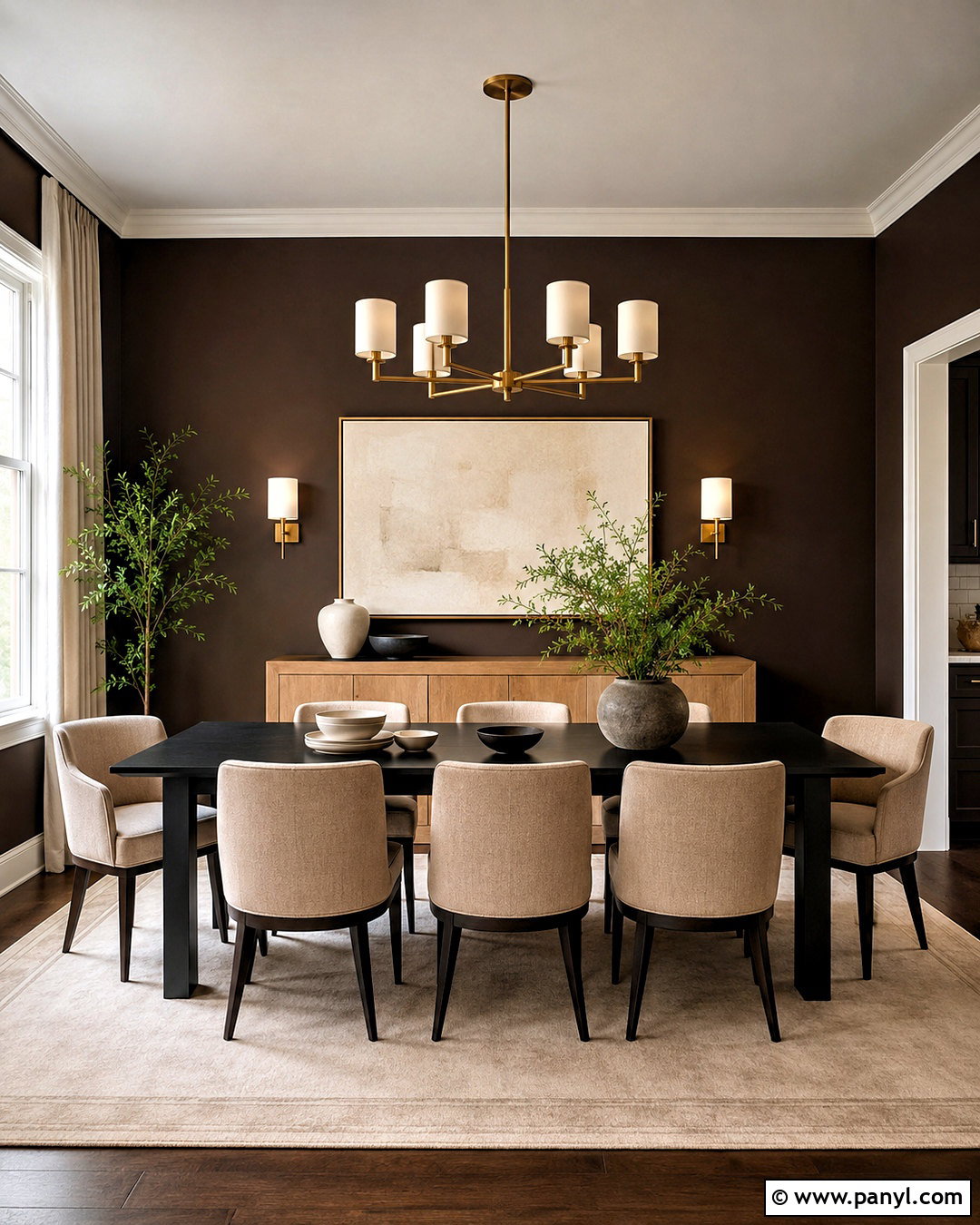 Dark Brown Dining Room With Black Furniture - 40 Dark Brown Walls