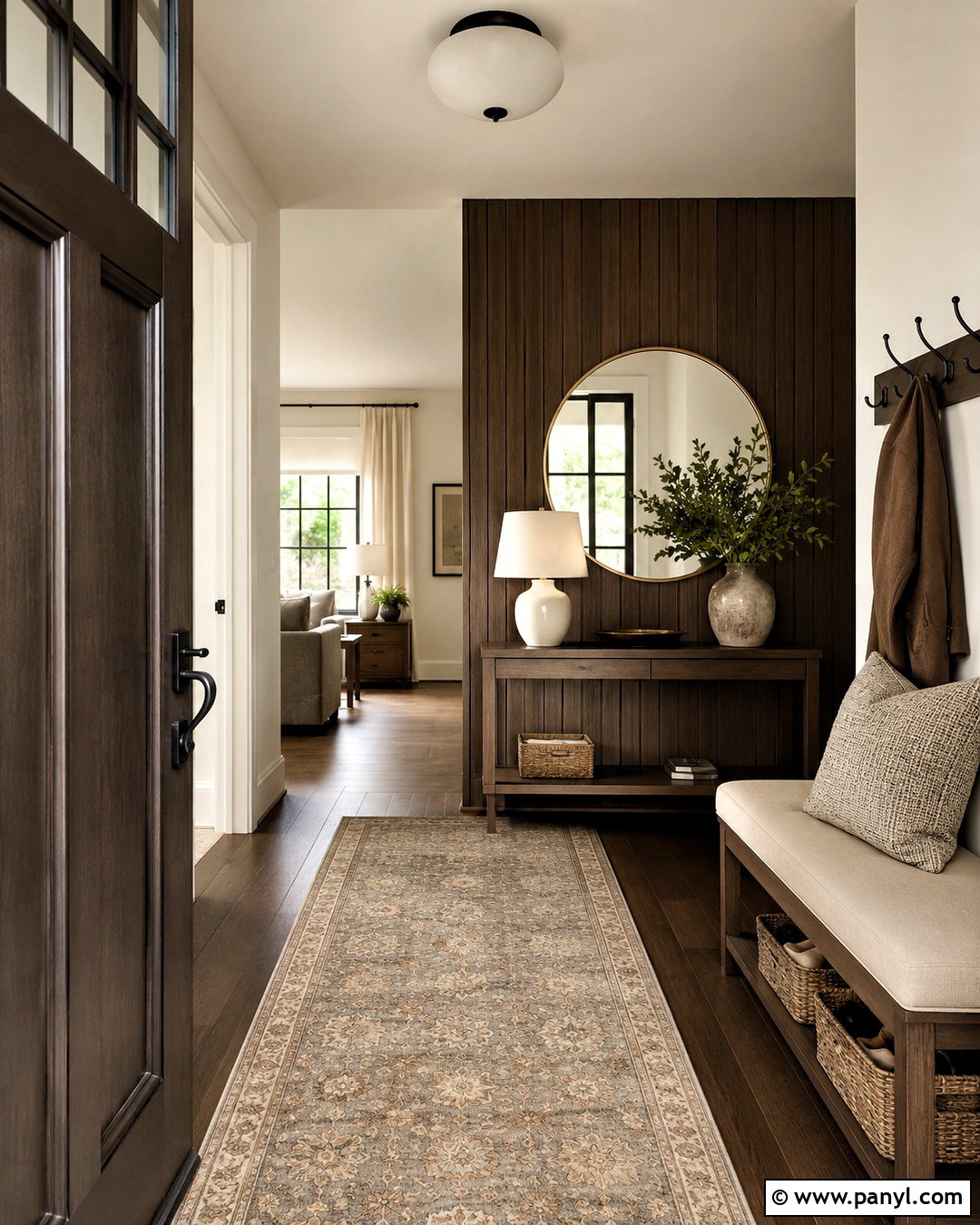 Dark Brown Entryway With Wood Paneling - 20 dark brown room ideas