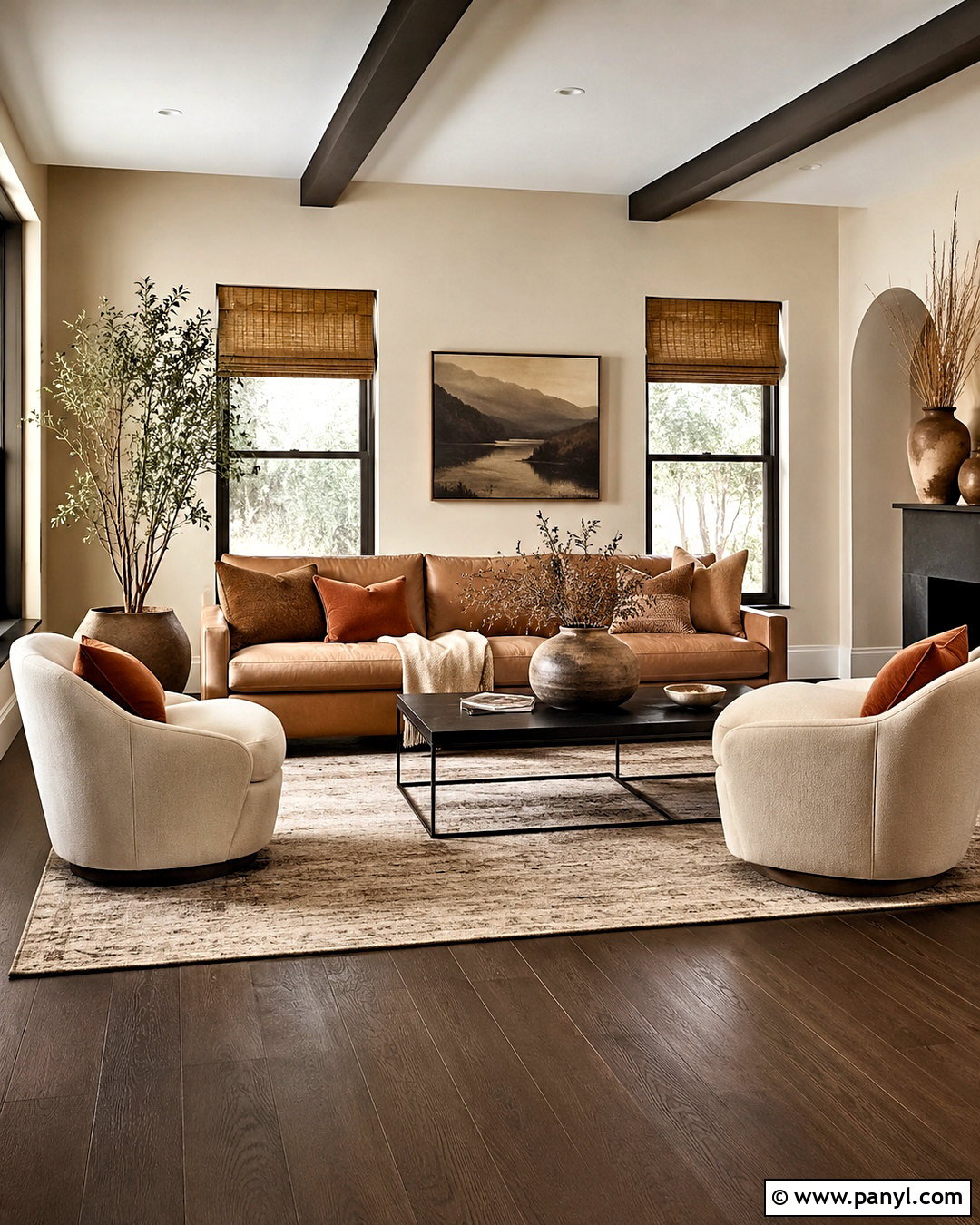 Dark Brown Floor Living Room With Beige Walls - 20 dark brown floor living room ideas