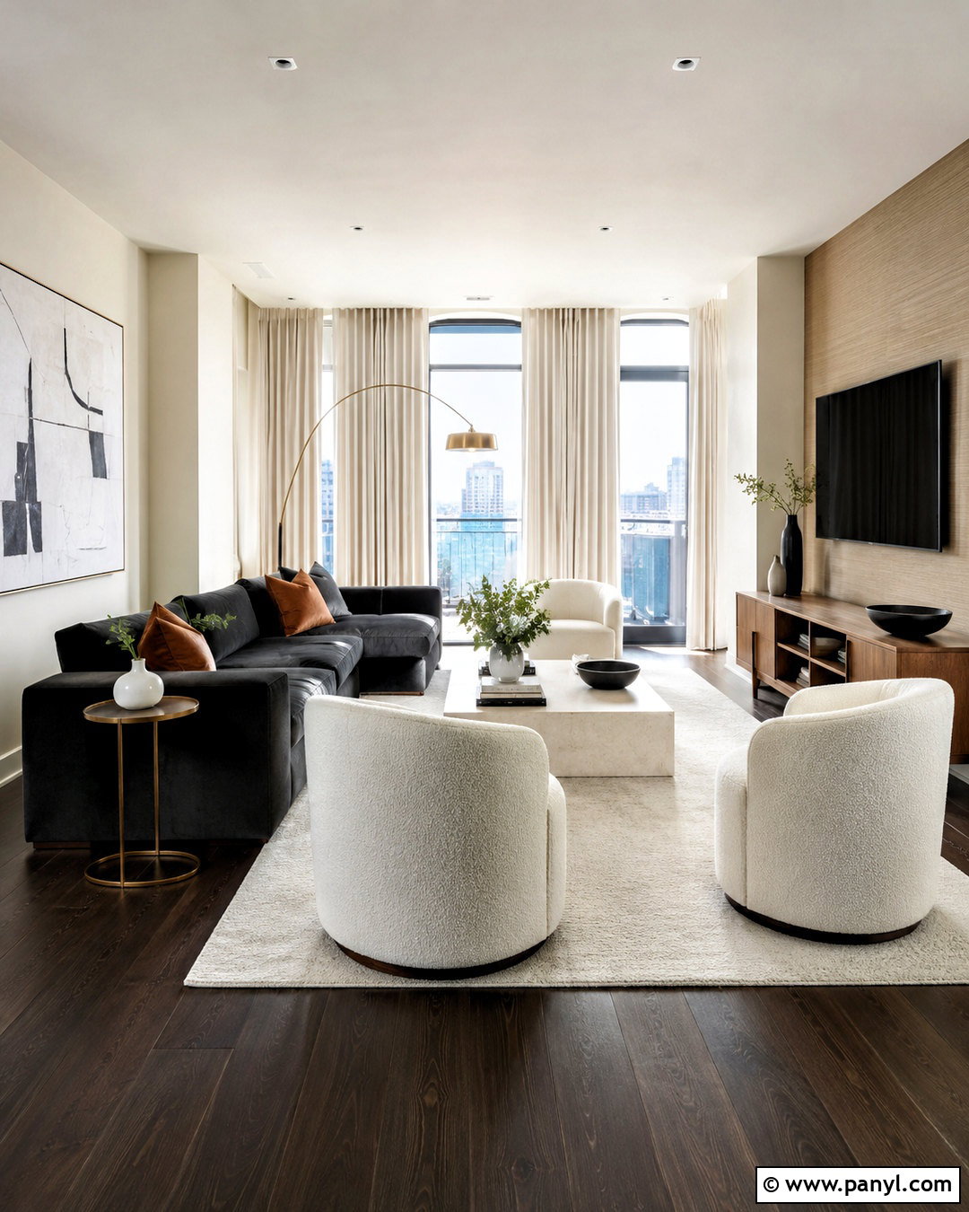 Dark Brown Floor Living Room With Charcoal Sofa - 20 dark brown floor living room ideas