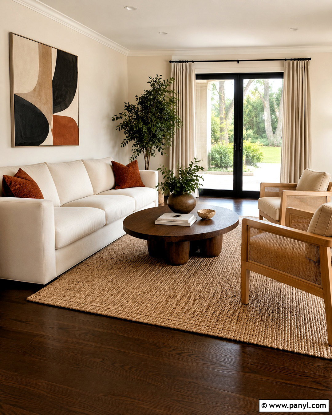 Dark Brown Floor Living Room With Cream Sofa - 20 dark brown floor living room ideas