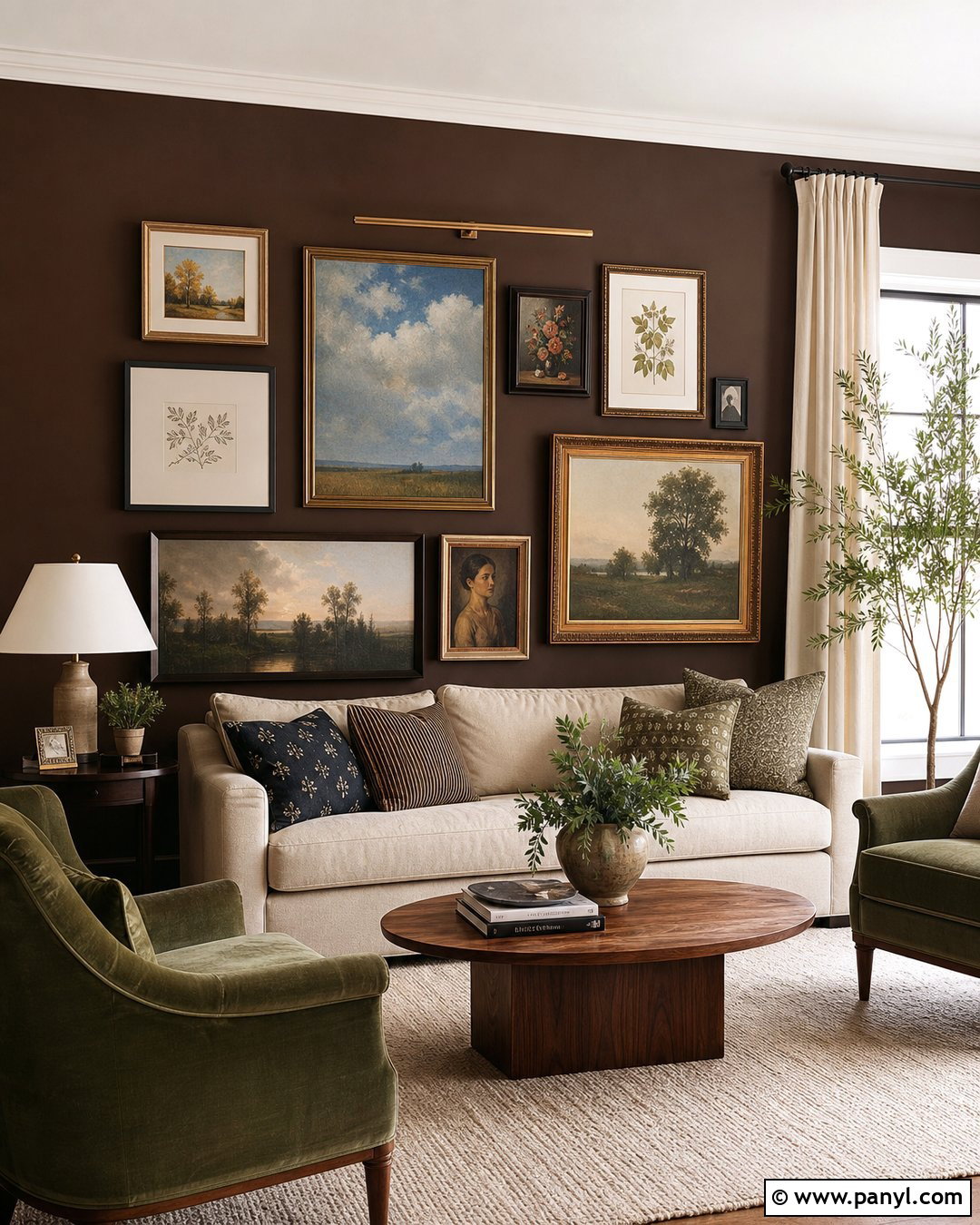 Dark Brown Gallery Wall Living Room - 35 Dark Brown Walls Living Room Ideas