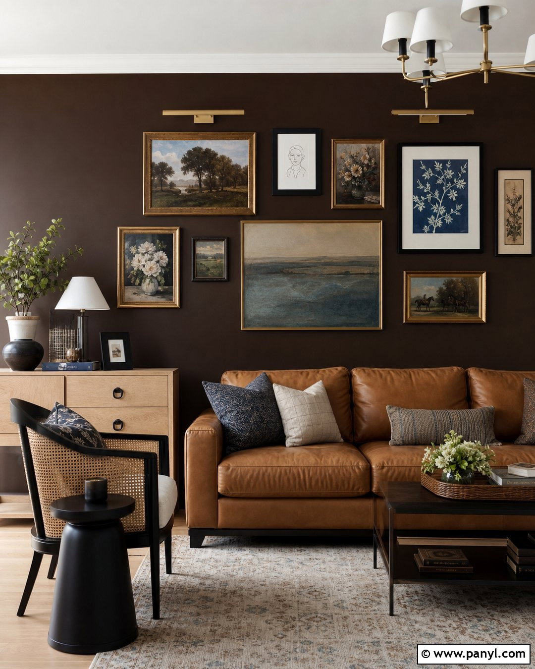 Dark Brown Gallery Wall - 35 Dark Brown Accent Wall Ideas