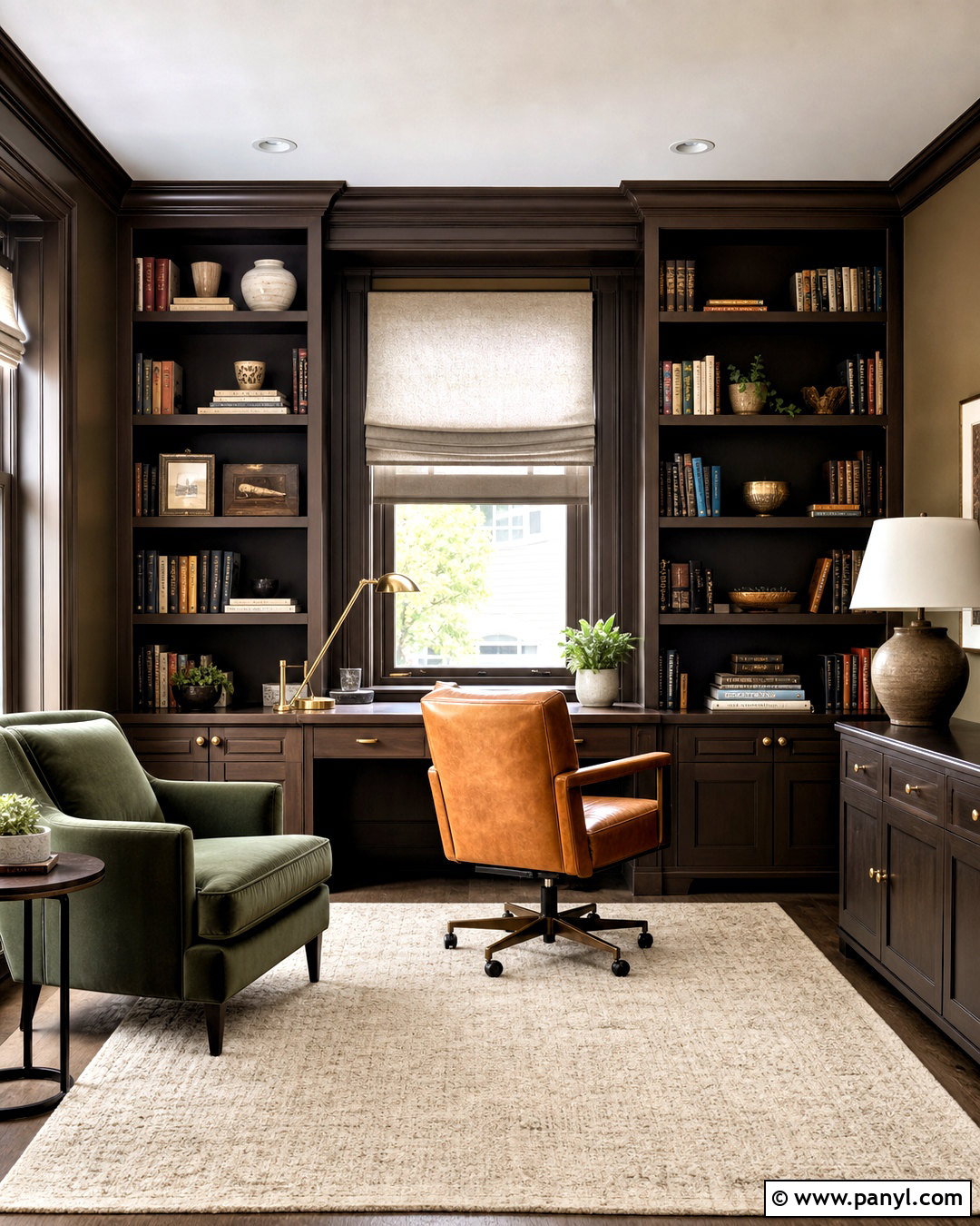 Dark Brown Home Office - 20 dark brown interior design ideas