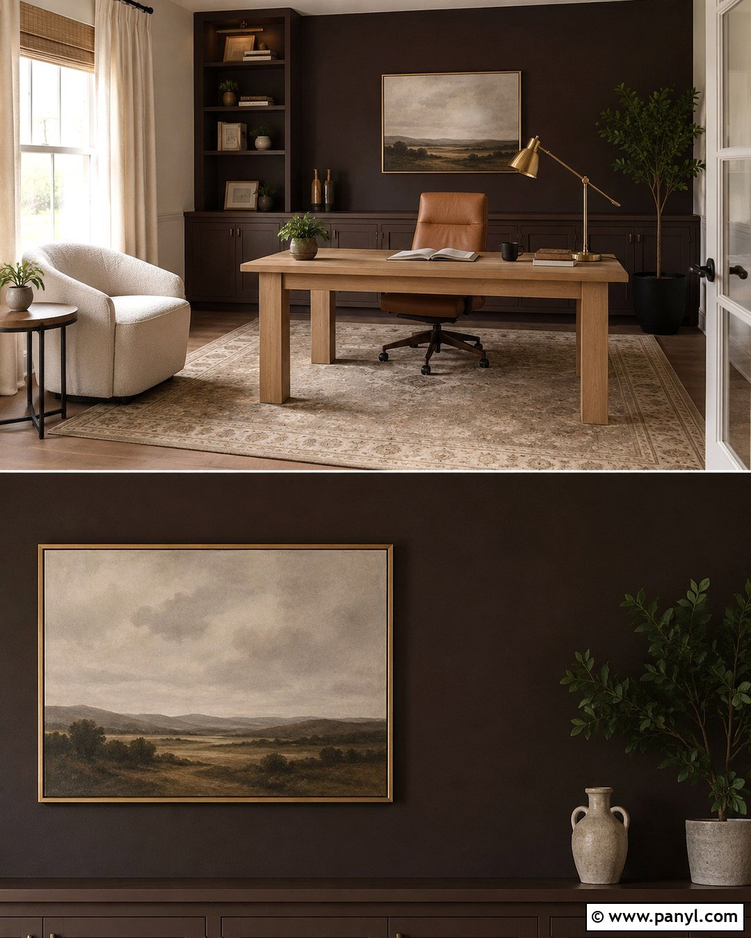 Dark Brown Home Office Accent Wall - 20 Dark Paint Accent Wall Ideas