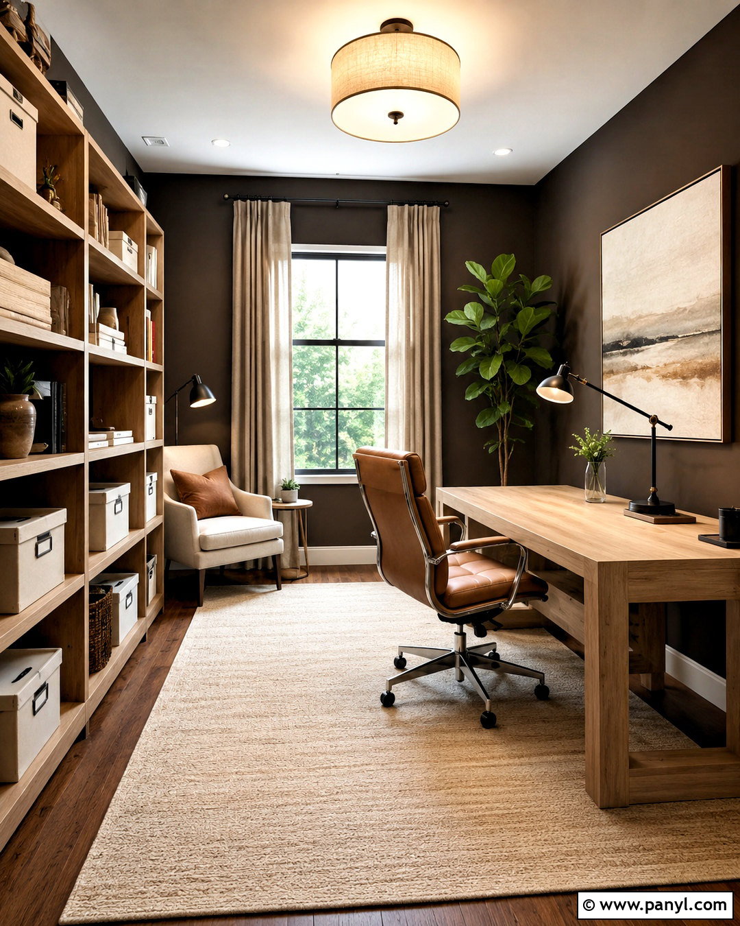 Dark Brown Home Office - 40 Dark Brown Walls