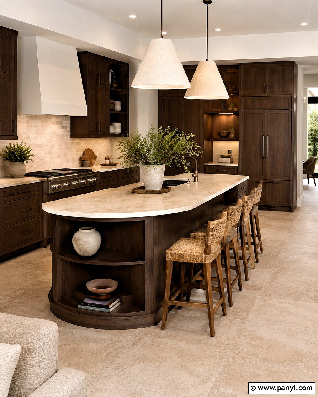Dark Brown Kitchen With Beige Stone - 20 dark brown kitchen ideas