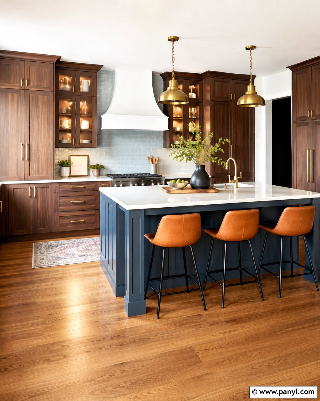 Dark Brown Kitchen With Blue Island - 20 dark brown kitchen ideas
