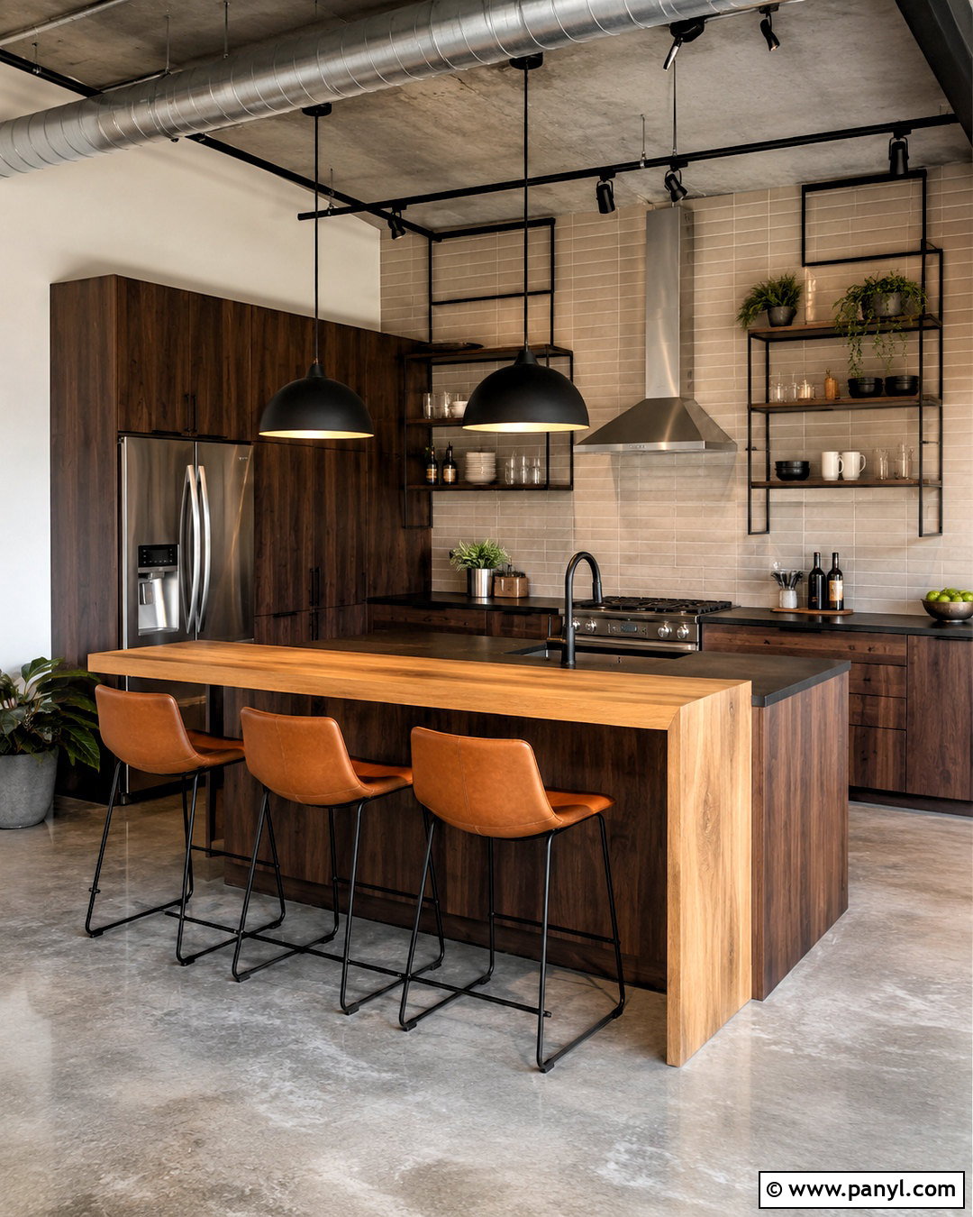 Dark Brown Kitchen With Concrete Floors - 20 dark brown kitchen ideas