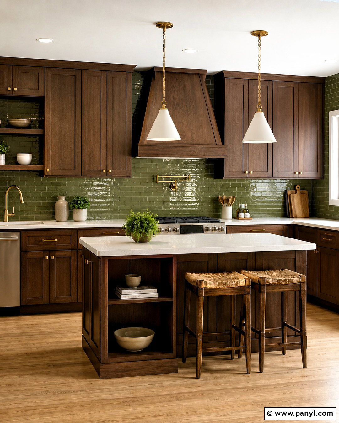 Dark Brown Kitchen With Green Backsplash - 20 dark brown kitchen ideas