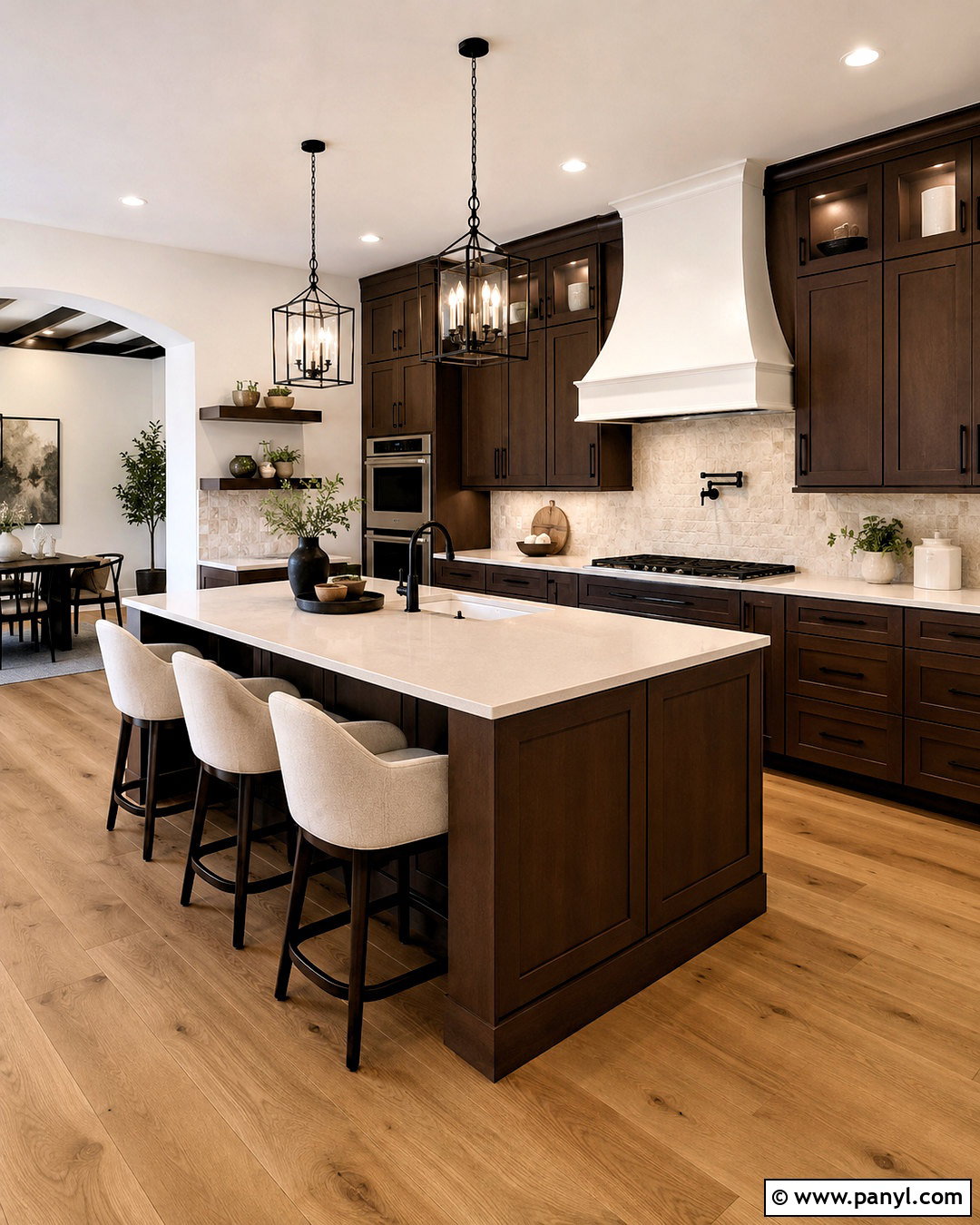 Dark Brown Kitchen With Warm White Walls - 20 dark brown kitchen ideas