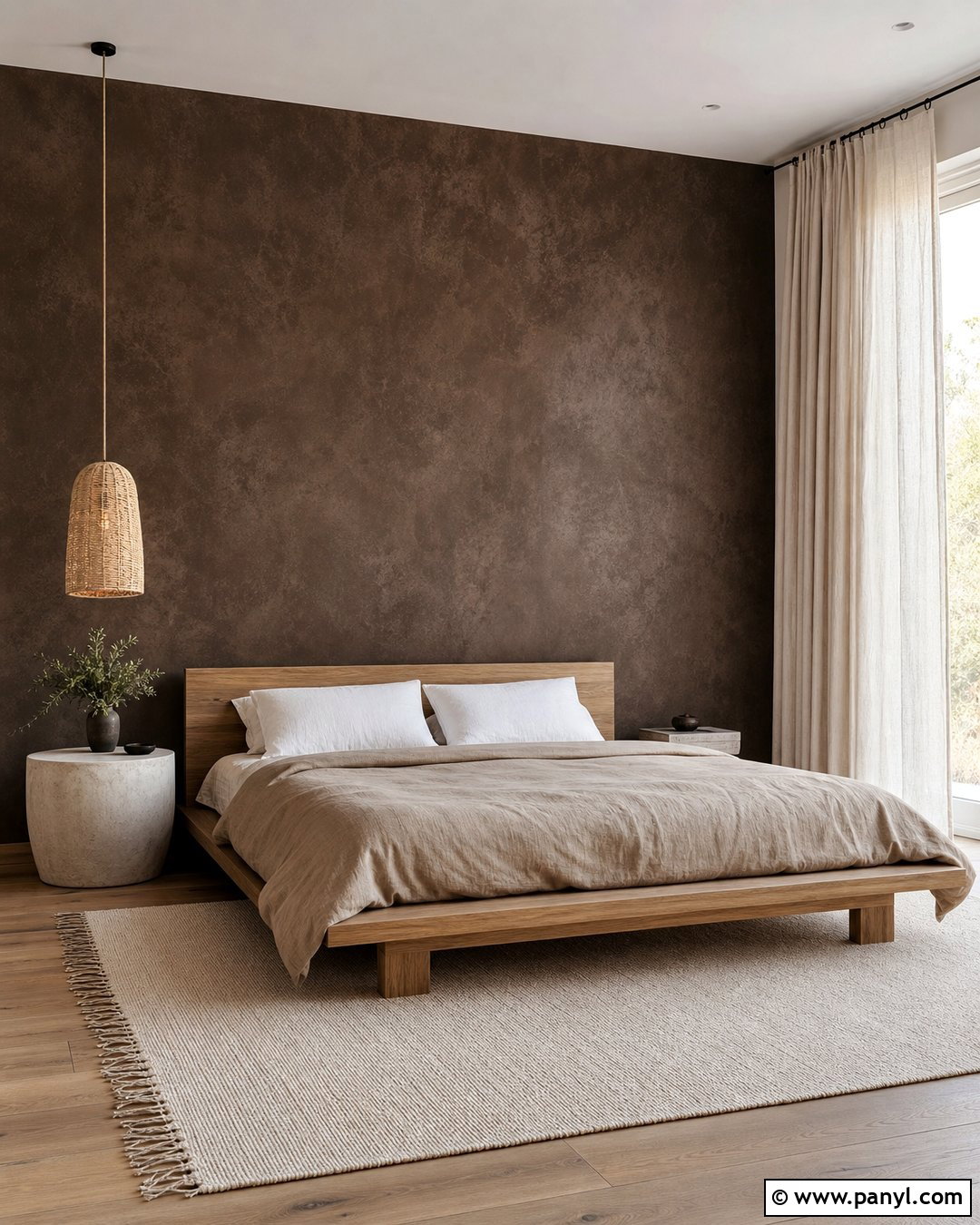 Dark Brown Limewash Accent Wall - 35 Dark Brown Accent Wall Ideas