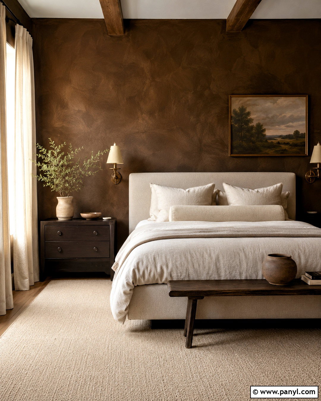Dark Brown Limewash Bedroom - 20 brown limewash wall ideas