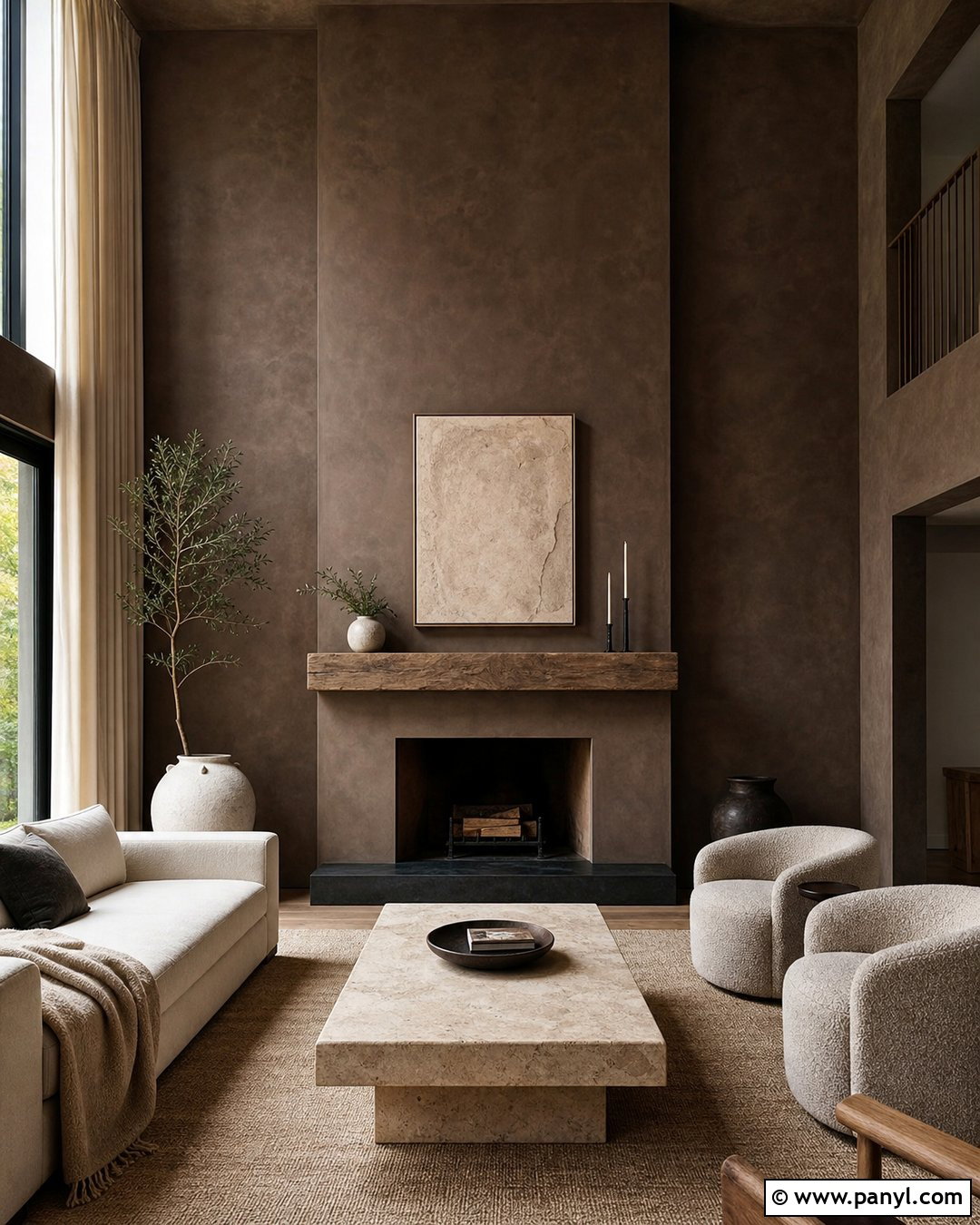 Dark Brown Limewash Fireplace Wall - 25 Dark Brown Limewash Walls