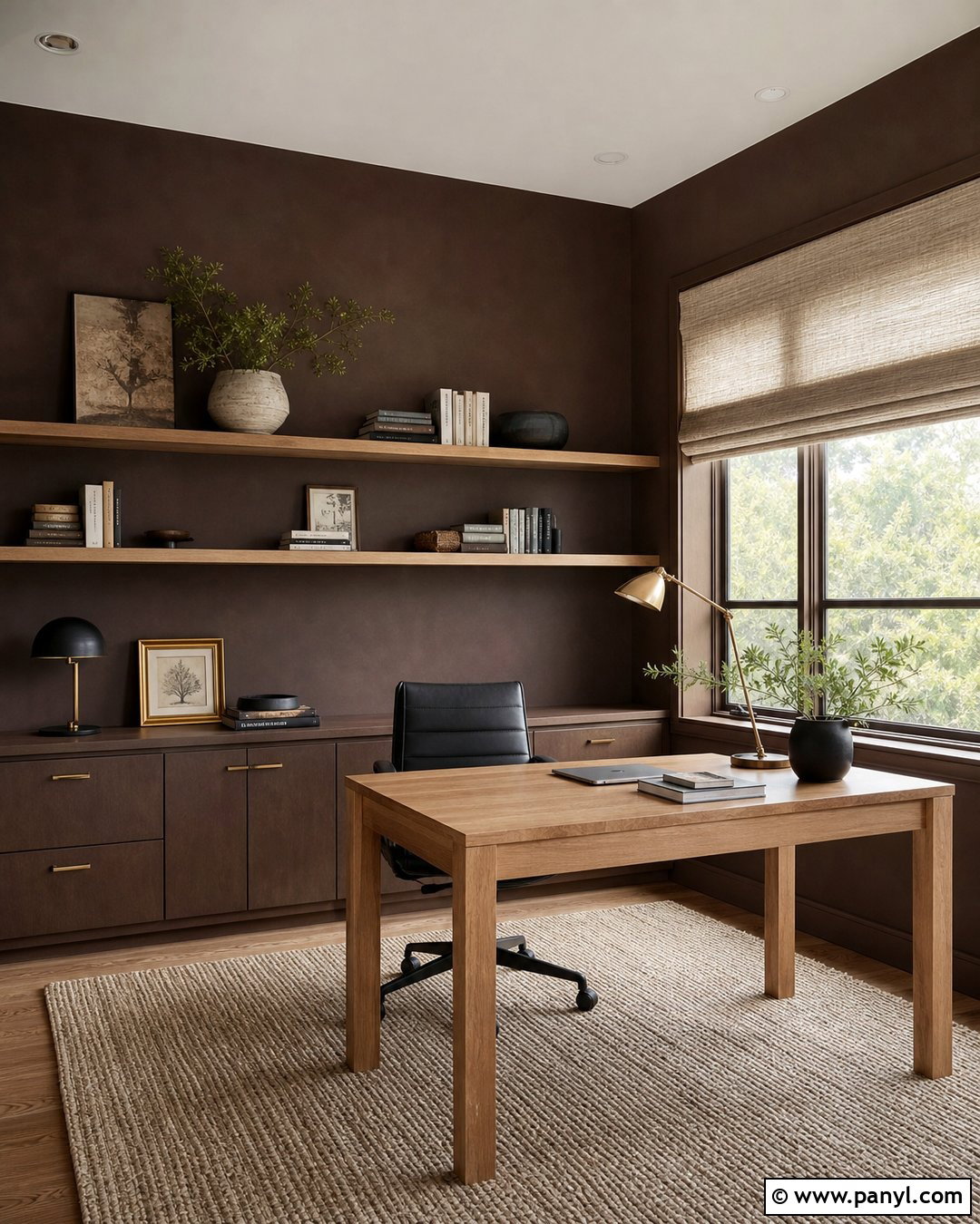 Dark Brown Limewash Home Office - 25 Dark Brown Limewash Walls