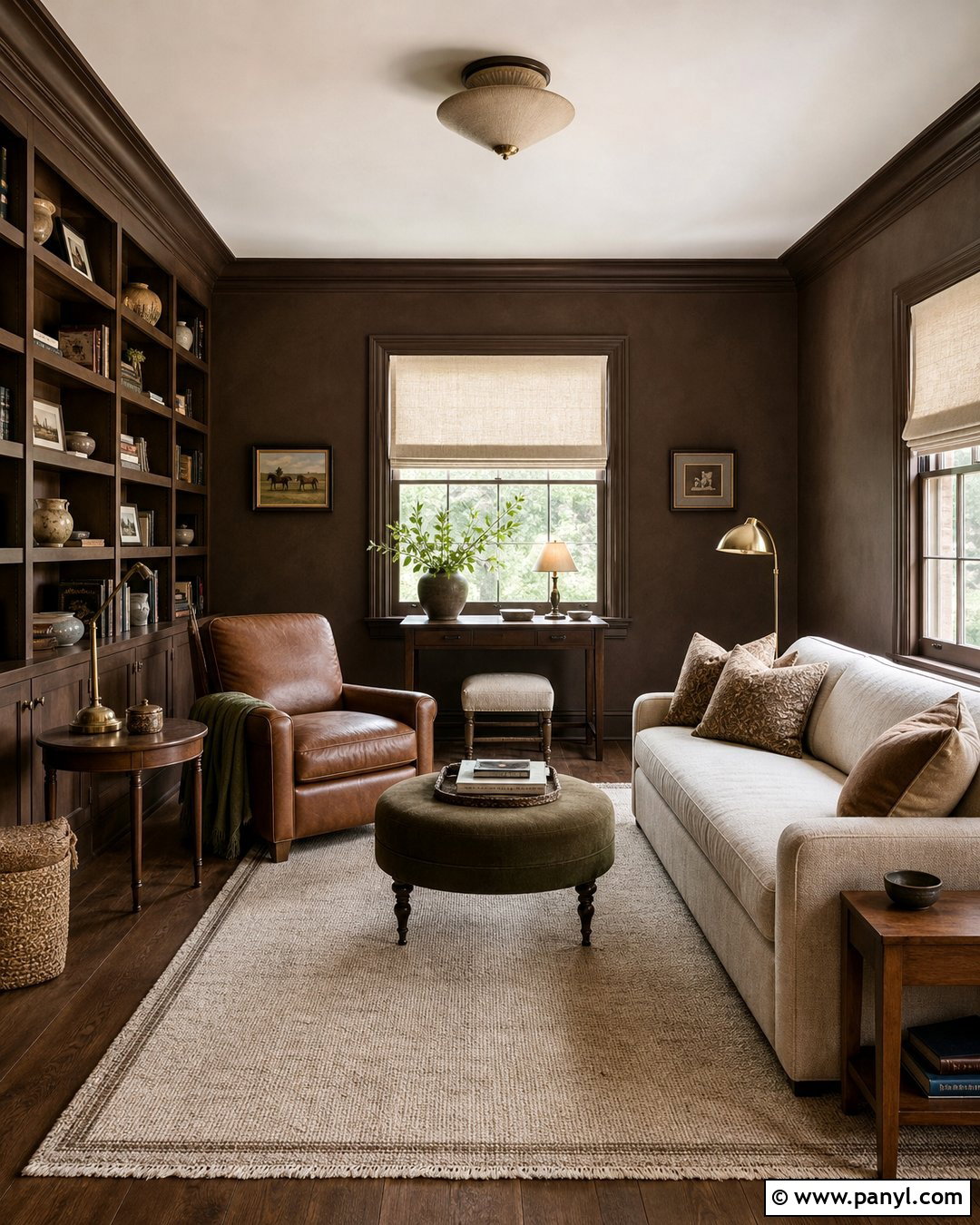 Dark Brown Limewash Reading Room - 25 Dark Brown Limewash Walls