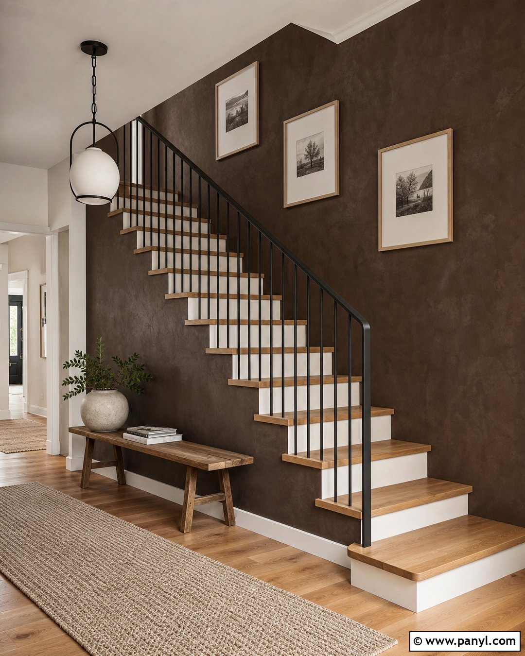 Dark Brown Limewash Staircase - 25 Dark Brown Limewash Walls