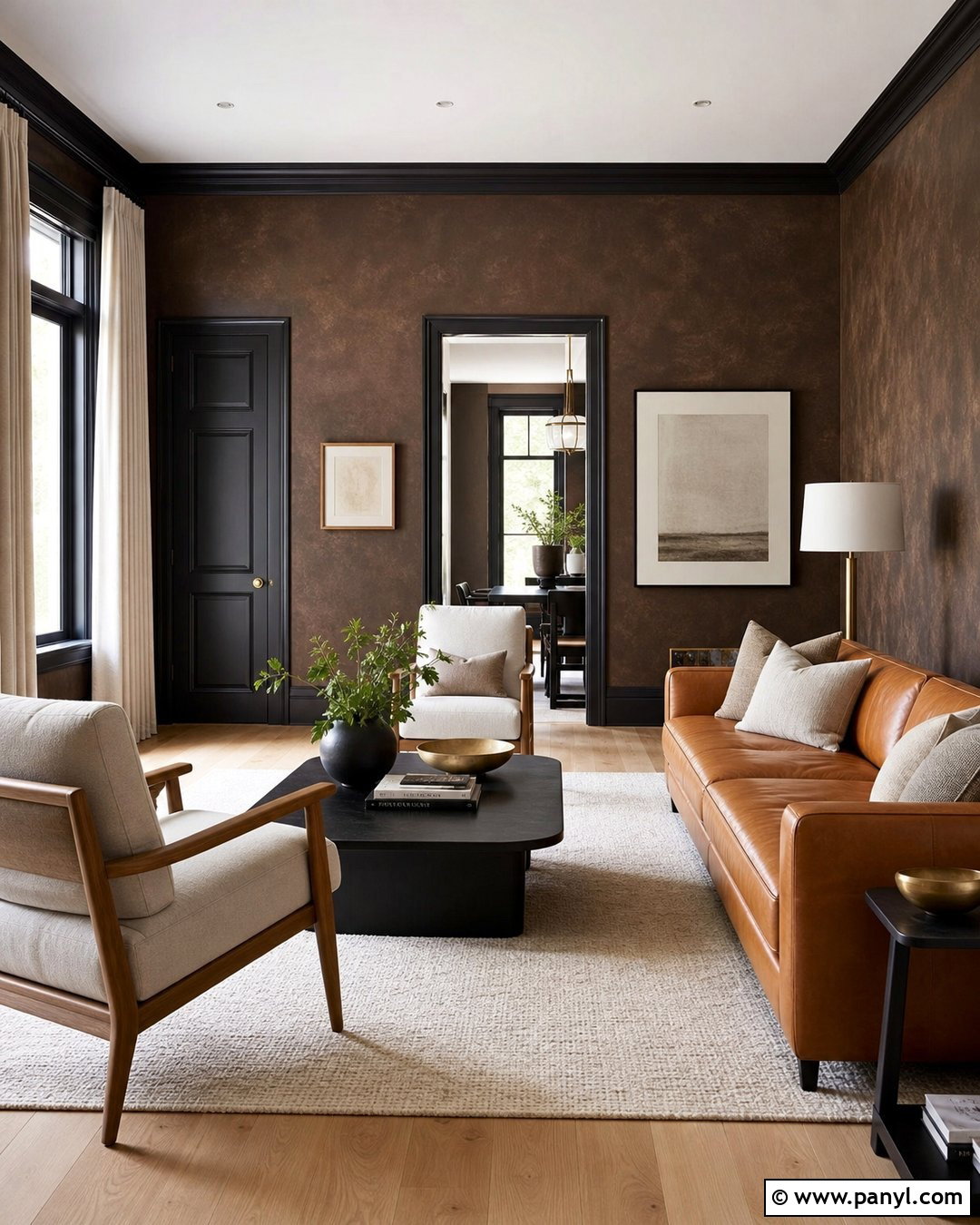 Dark Brown Limewash With Black Trim - 25 Dark Brown Limewash Walls