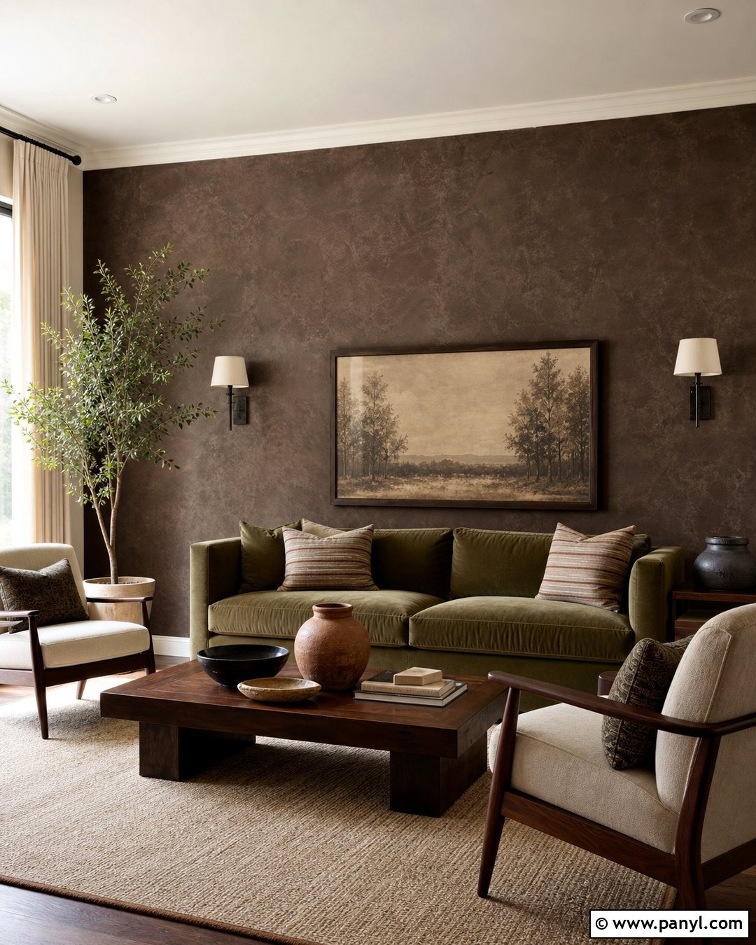 Dark Brown Limewash With Olive Green - 25 Dark Brown Limewash Walls
