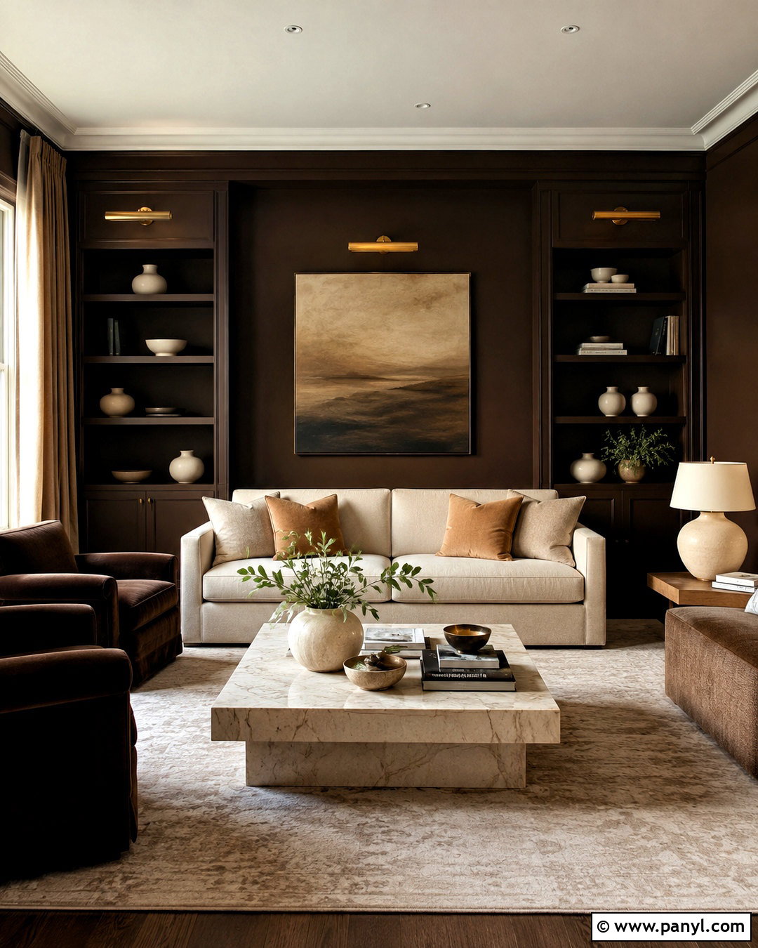 Dark Brown Living Room - 20 brown tones living room ideas