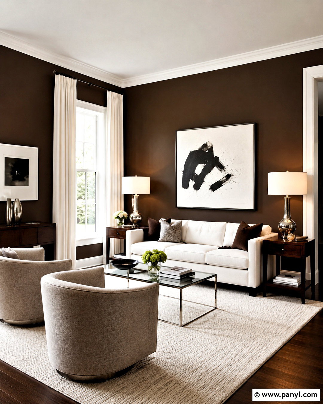 Dark Brown Living Room Walls With White Sofa - 20 brown living room walls