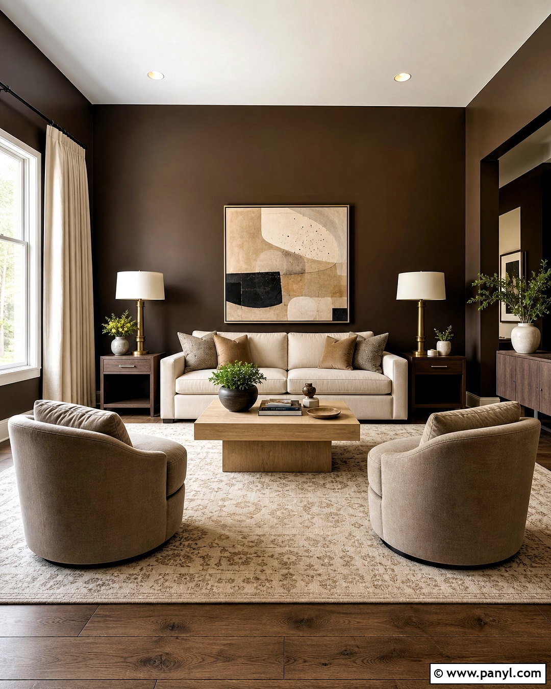 Dark Brown Living Room With Beige Furniture - 20 dark brown living room decorating ideas