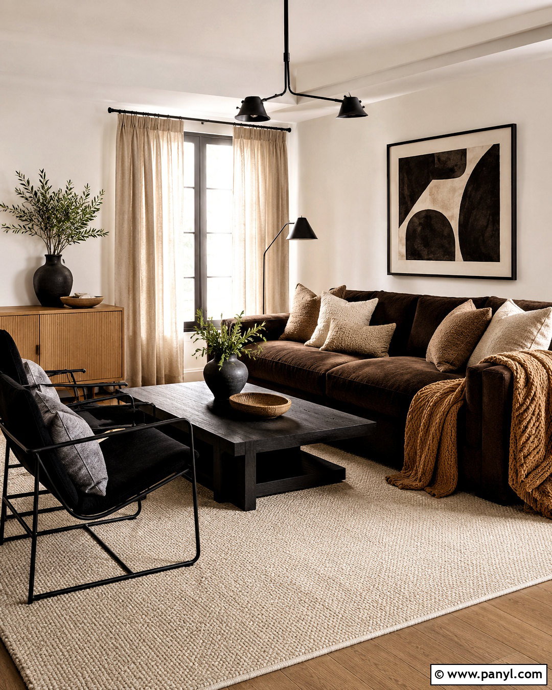 Dark Brown Living Room With Black Accents - 20 dark brown living room ideas