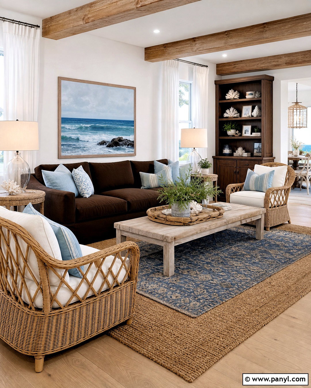Dark Brown Living Room With Coastal Decor - 20 dark brown living room decorating ideas