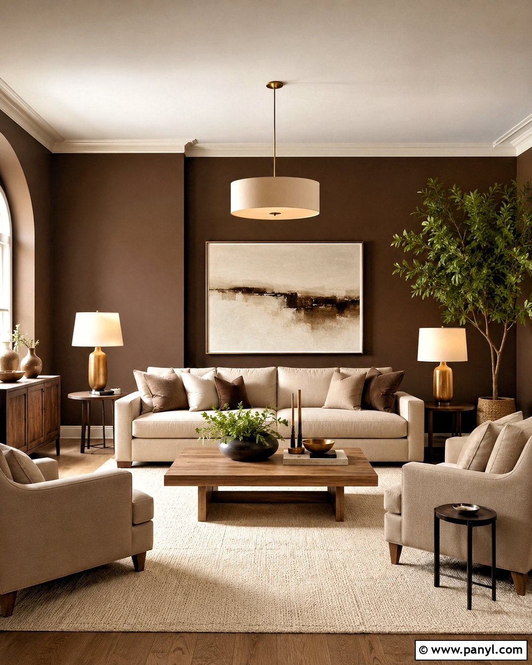 Dark Brown Living Room With Cream Furniture - 20 dark brown living room ideas