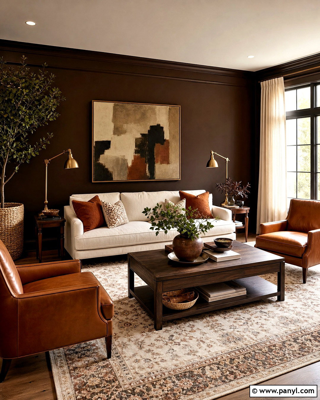 Dark Brown Living Room With Cream Sofa - 20 dark brown interior ideas