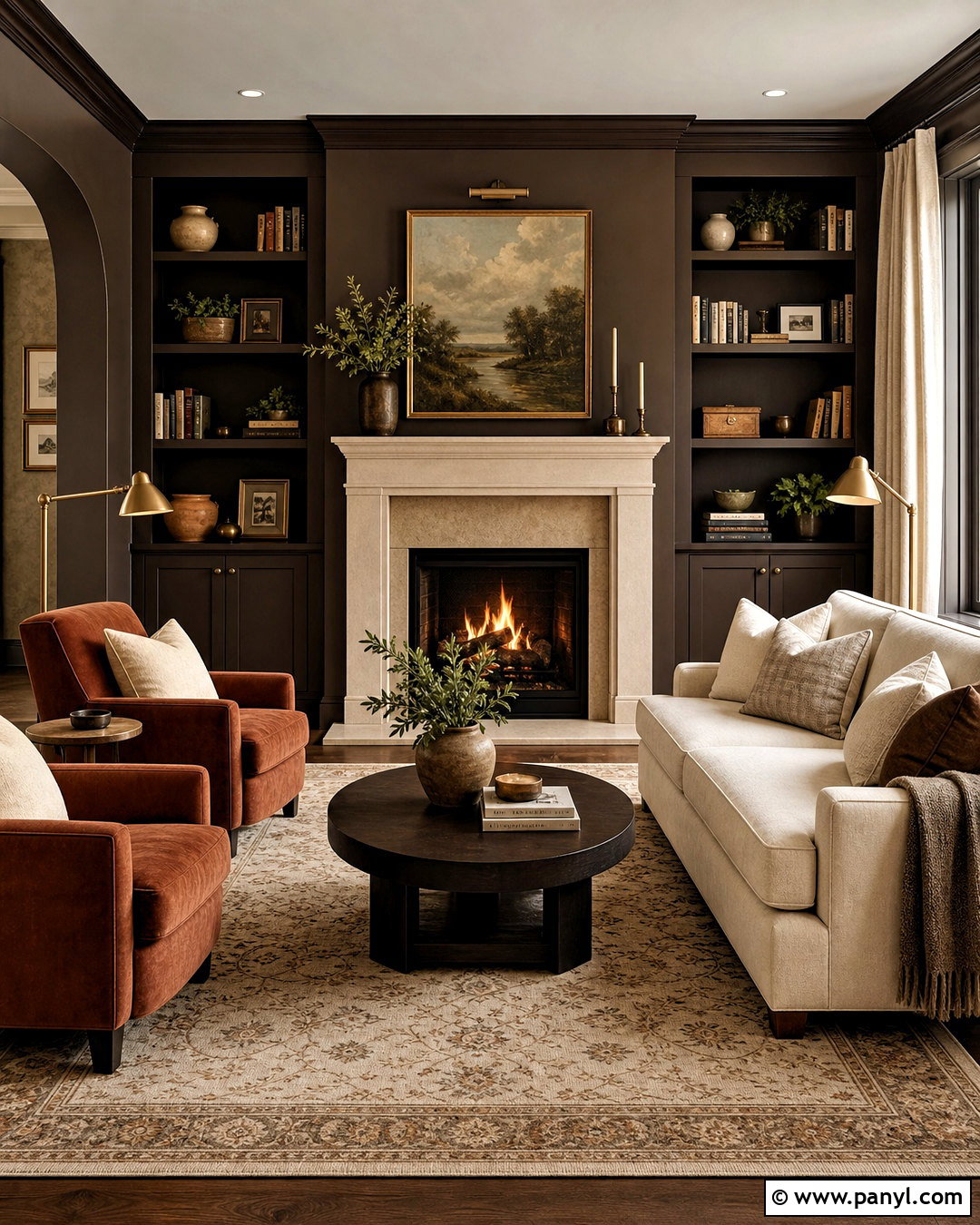 Dark Brown Living Room With Fireplace - 20 dark brown living room decorating ideas