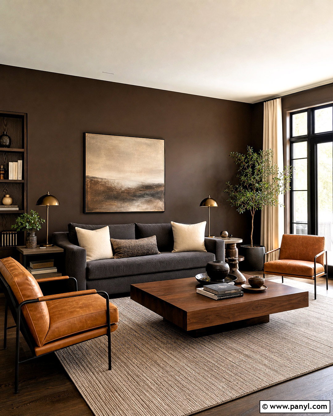 Dark Brown Living Room With Gray Sofa - 20 dark brown living room decorating ideas