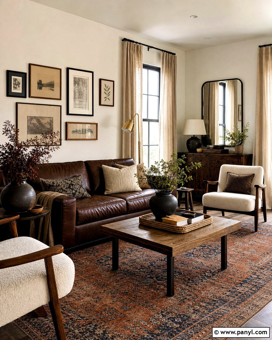 Dark Brown Living Room With Leather Sofa - 20 dark brown living room decorating ideas