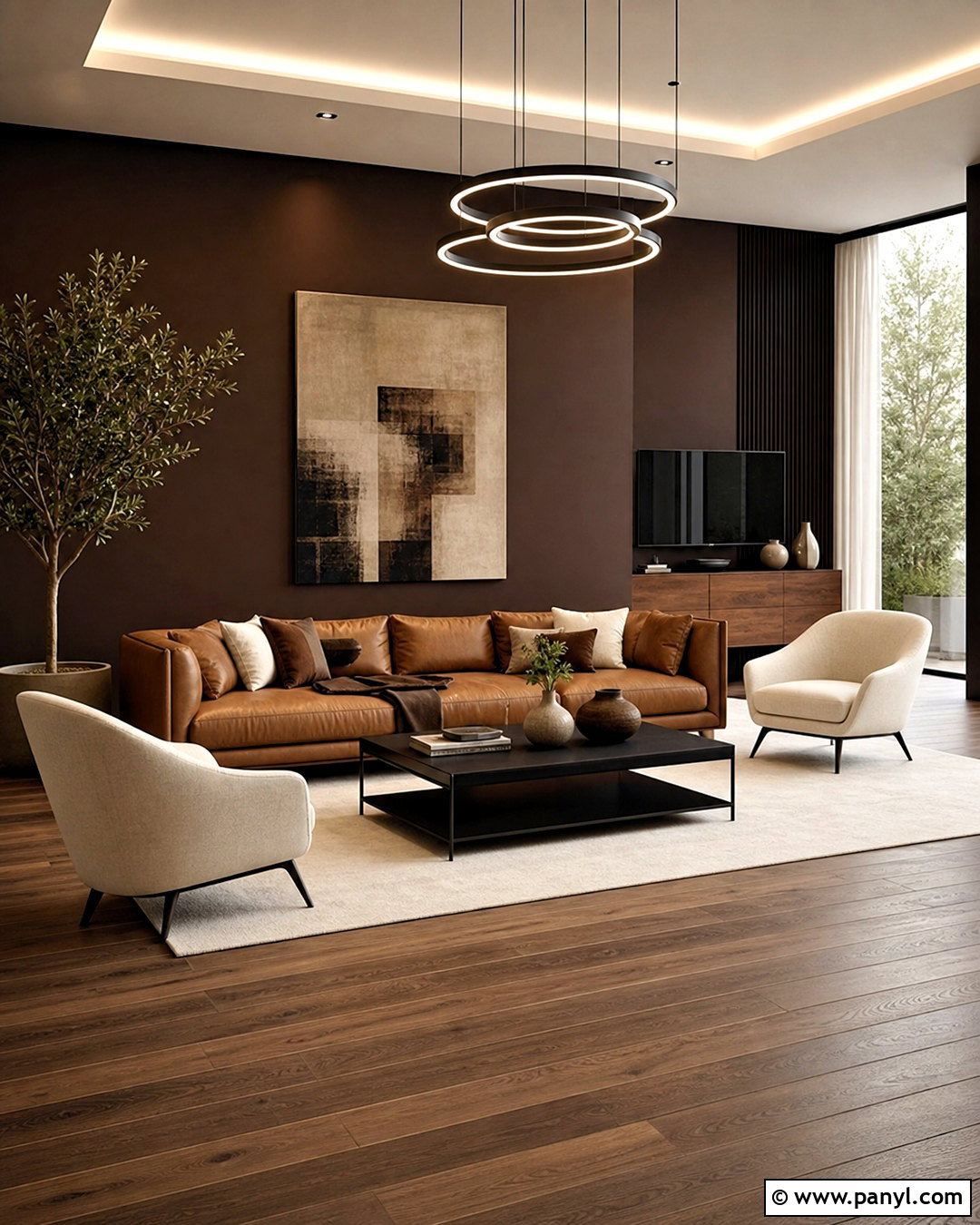 Dark Brown Living Room With Modern Furniture - 20 dark brown living room decorating ideas