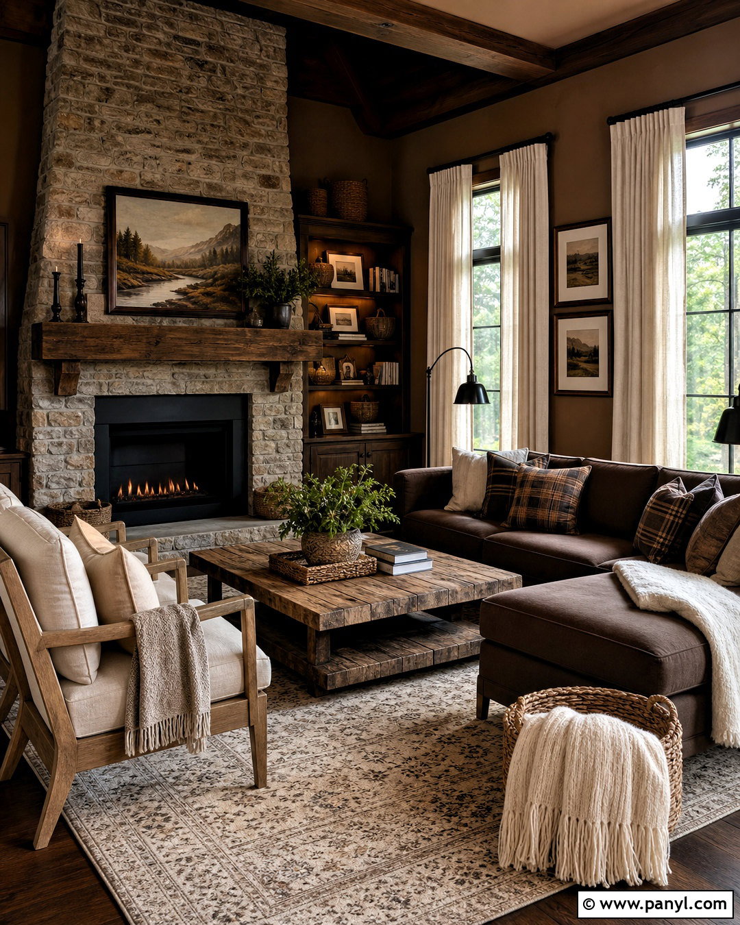 Dark Brown Living Room With Rustic Decor - 20 dark brown living room decorating ideas