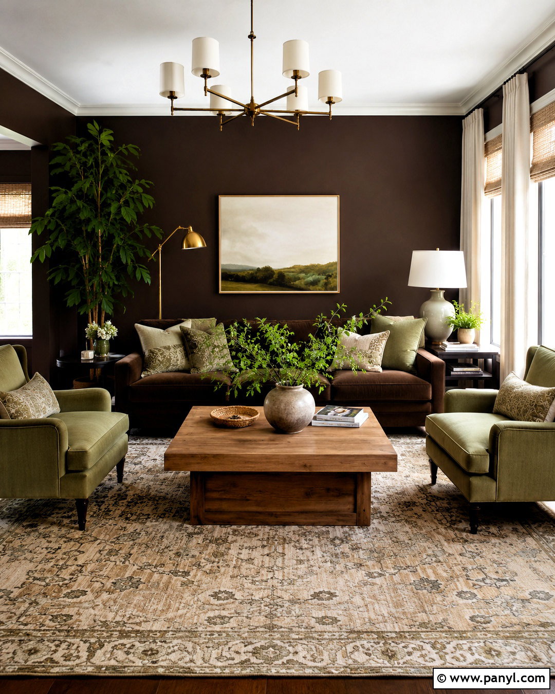Dark Brown Living Room With Sage Green - 20 dark brown living room ideas