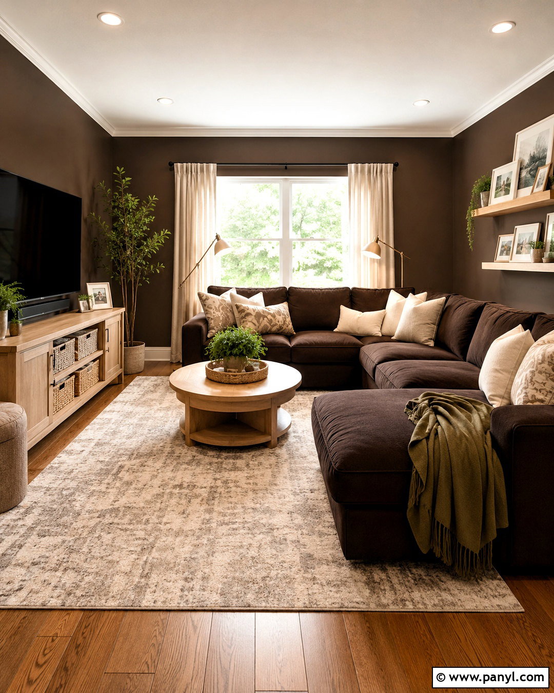 Dark Brown Living Room With Sectional Sofa - 20 dark brown living room ideas