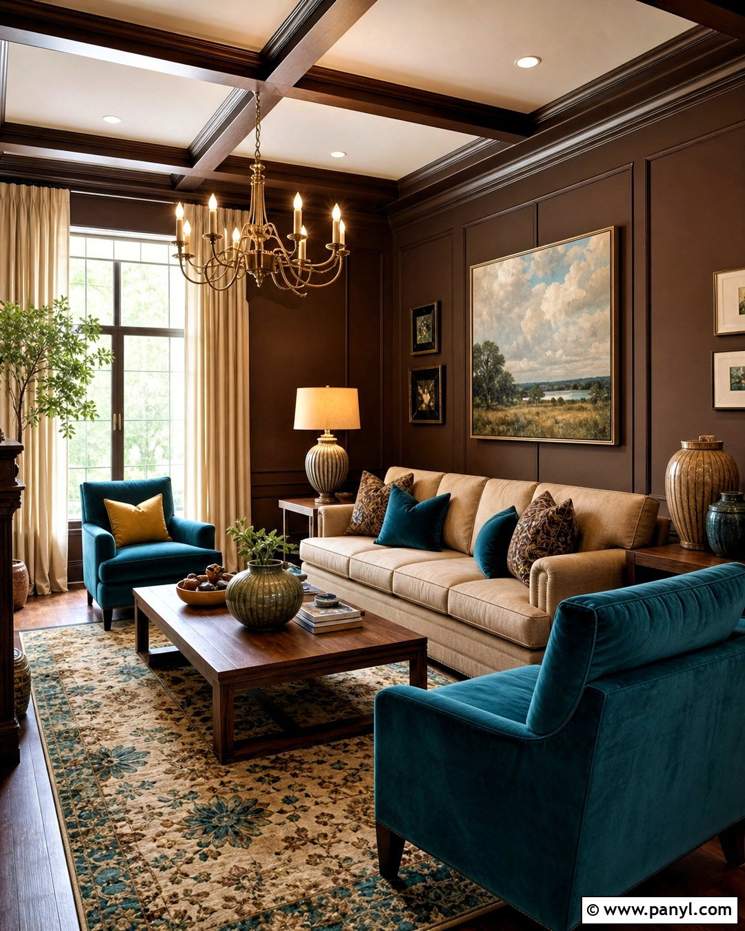 Dark Brown Living Room With Teal Accents - 20 dark brown interior ideas