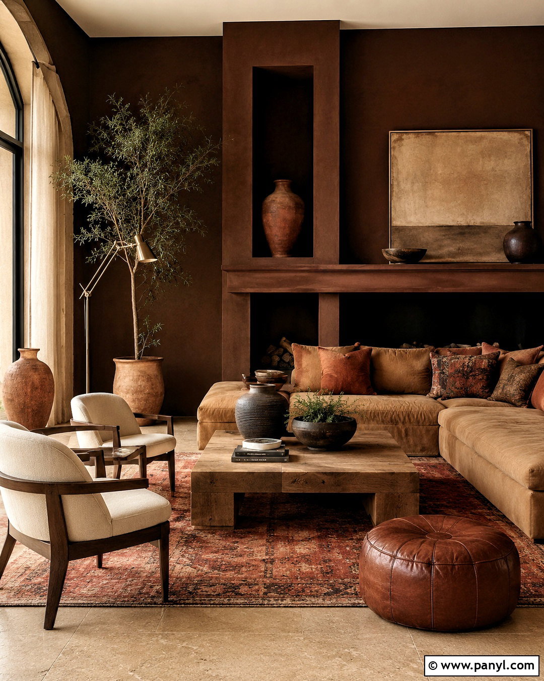 Dark Brown Living Room With Terracotta Decor - 20 dark brown room ideas