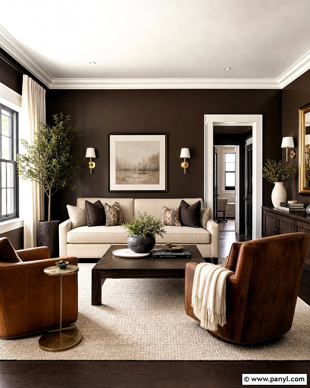 Dark Brown Living Room With White Trim - 20 dark brown living room decorating ideas