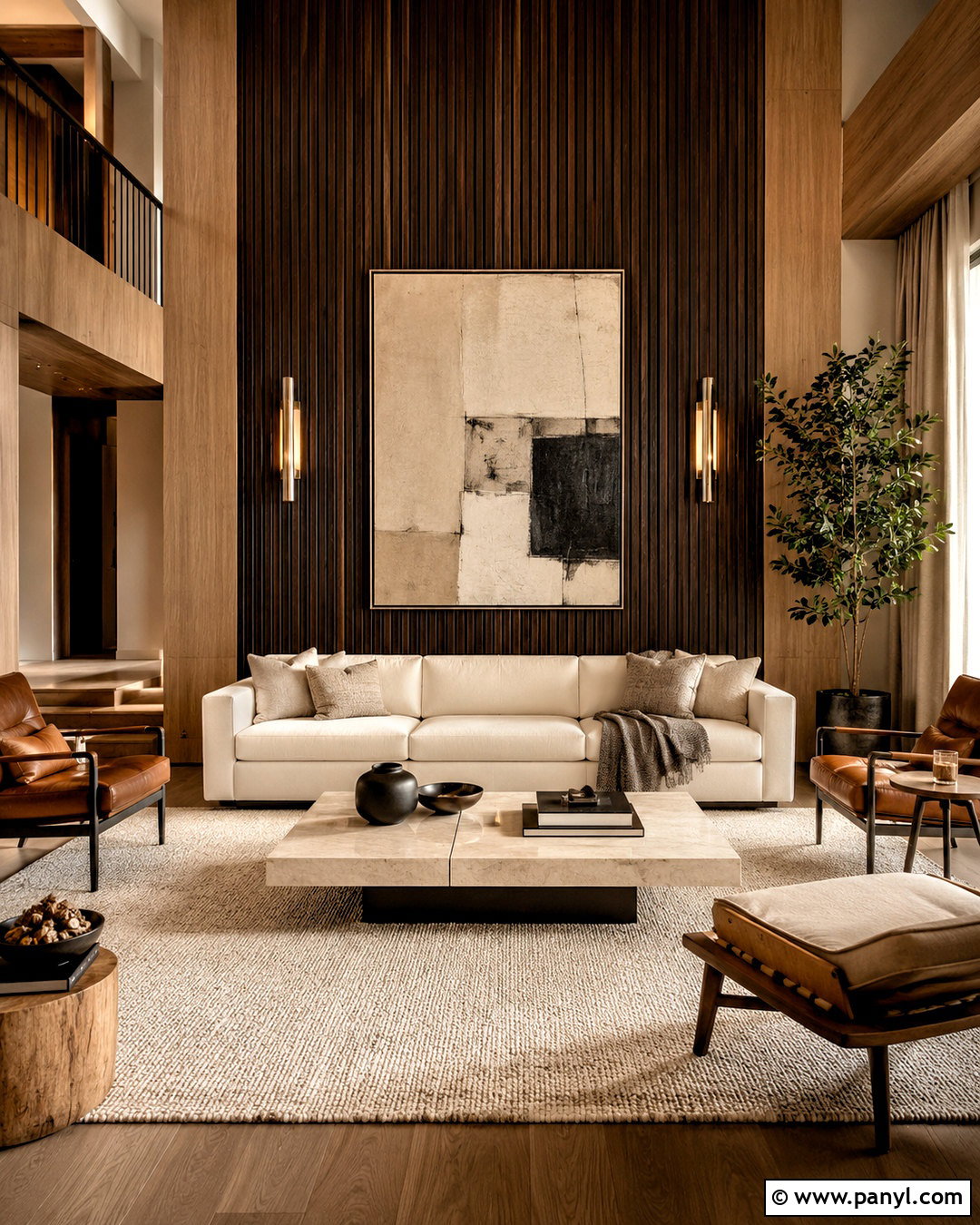 Dark Brown Living Room With Wood Paneling - 20 dark brown living room ideas