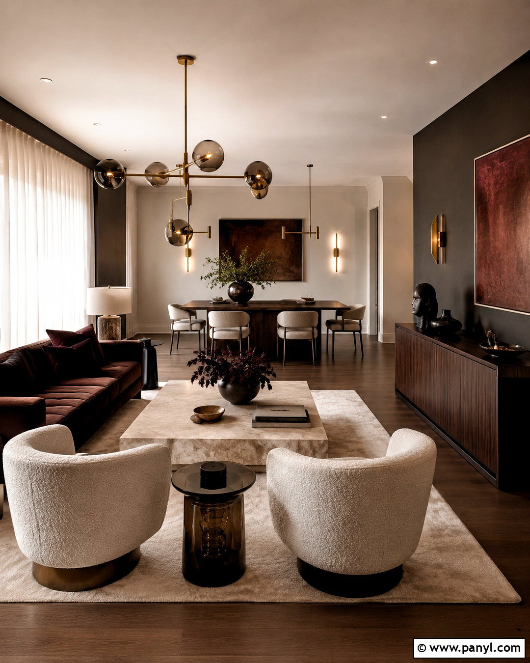 Dark Brown Luxury Apartment - 20 brown apartment aesthetic ideas