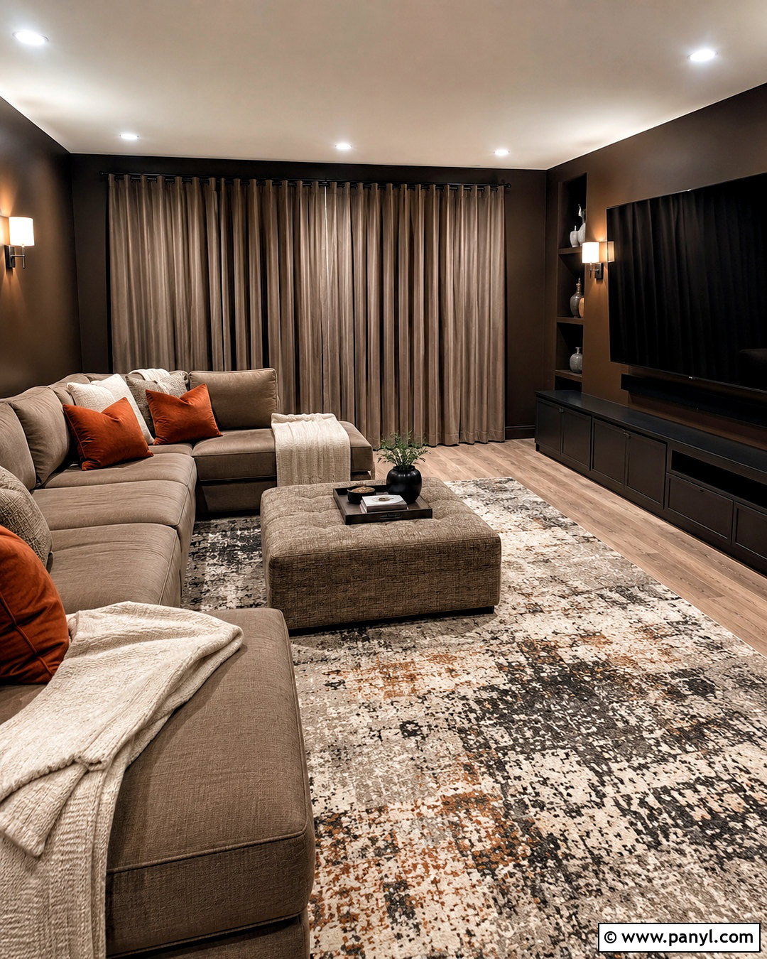Dark Brown Media Room - 40 Dark Brown Walls