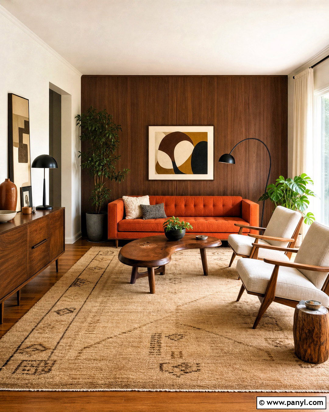 Dark Brown Midcentury Living Room - 20 dark brown interior design ideas