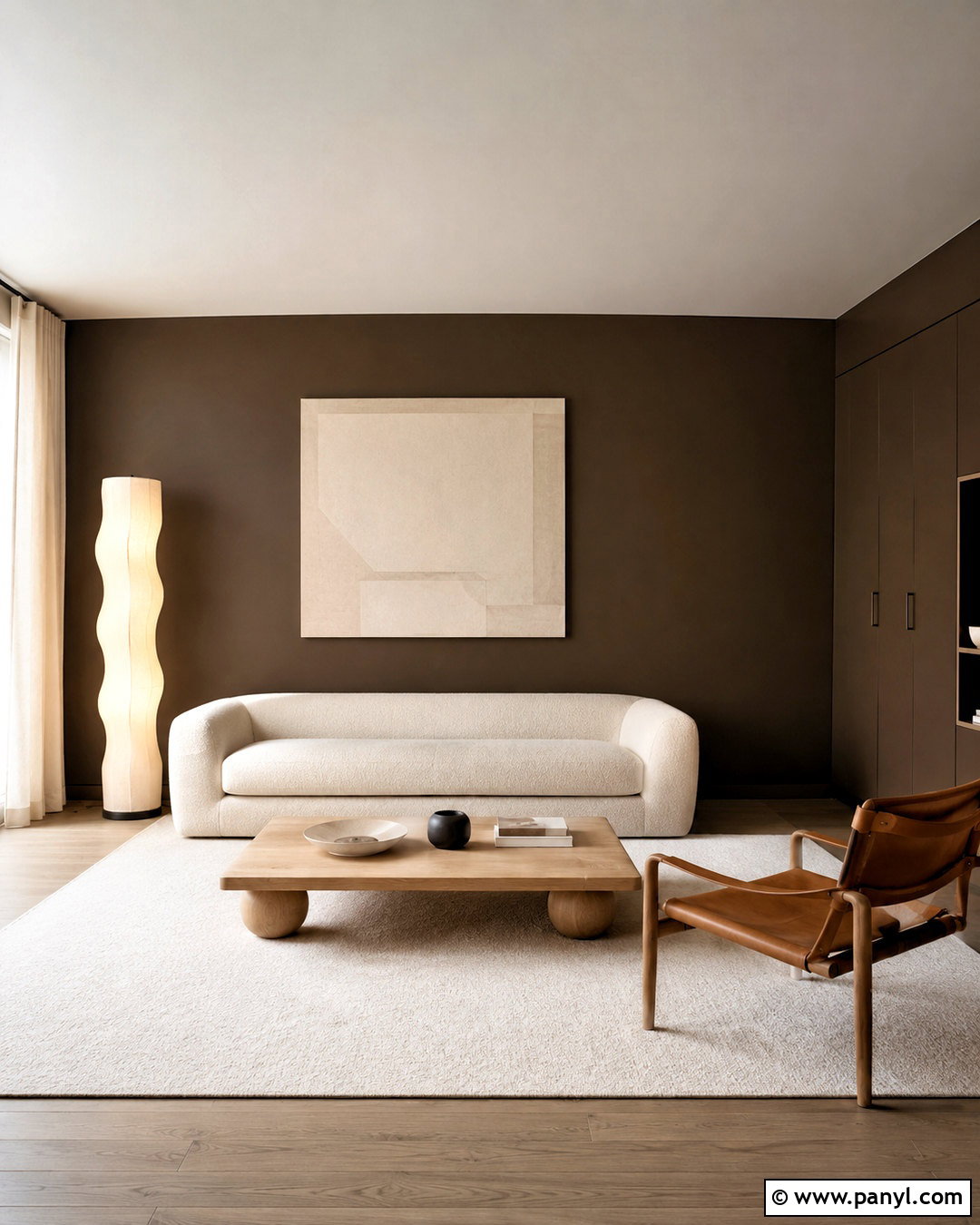Dark Brown Minimalist Living Room - 40 Dark Brown Walls