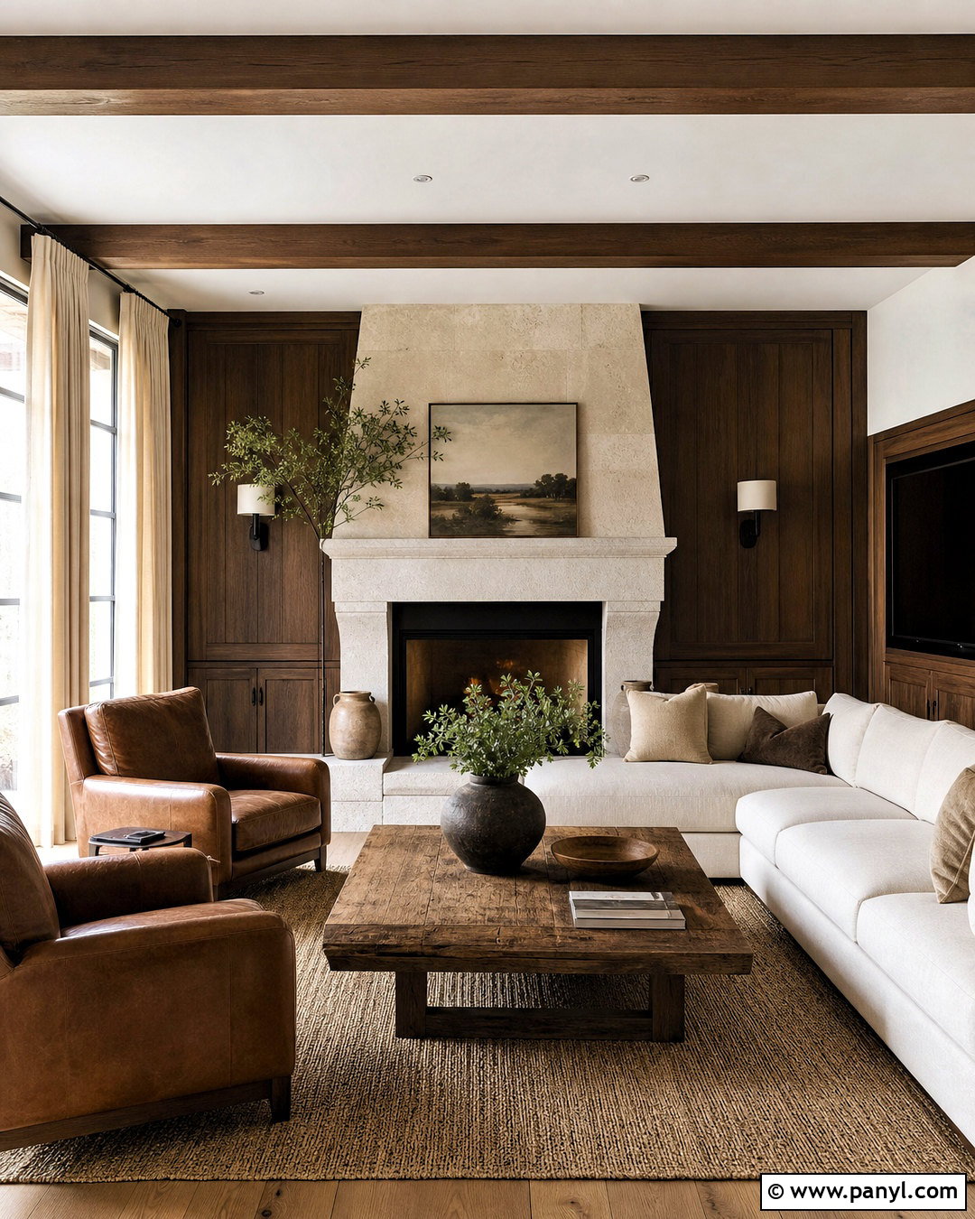 Dark Brown Modern Rustic Family Room - 20 dark brown interior design ideas