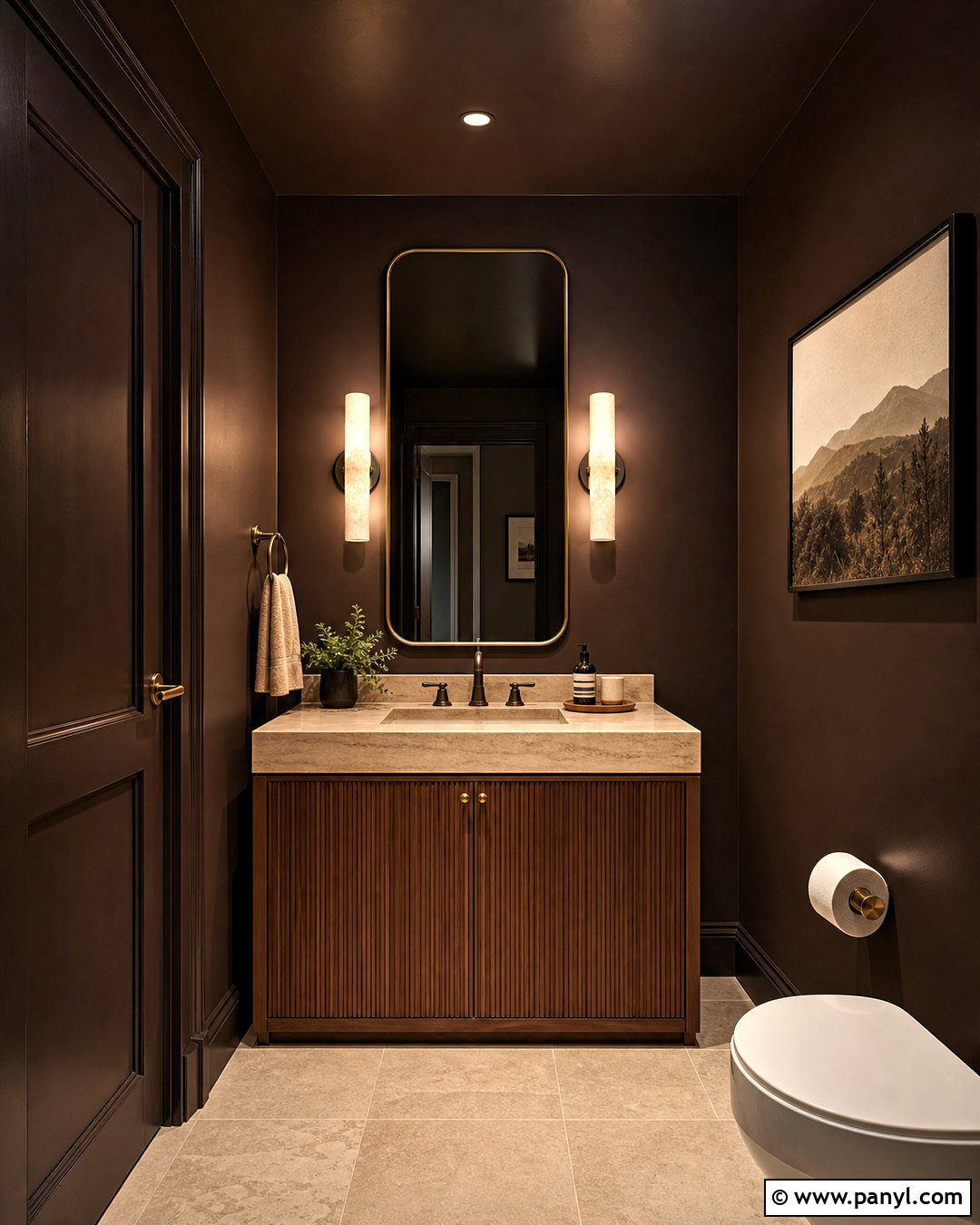 Dark Brown Powder Room - 20 dark powder room ideas