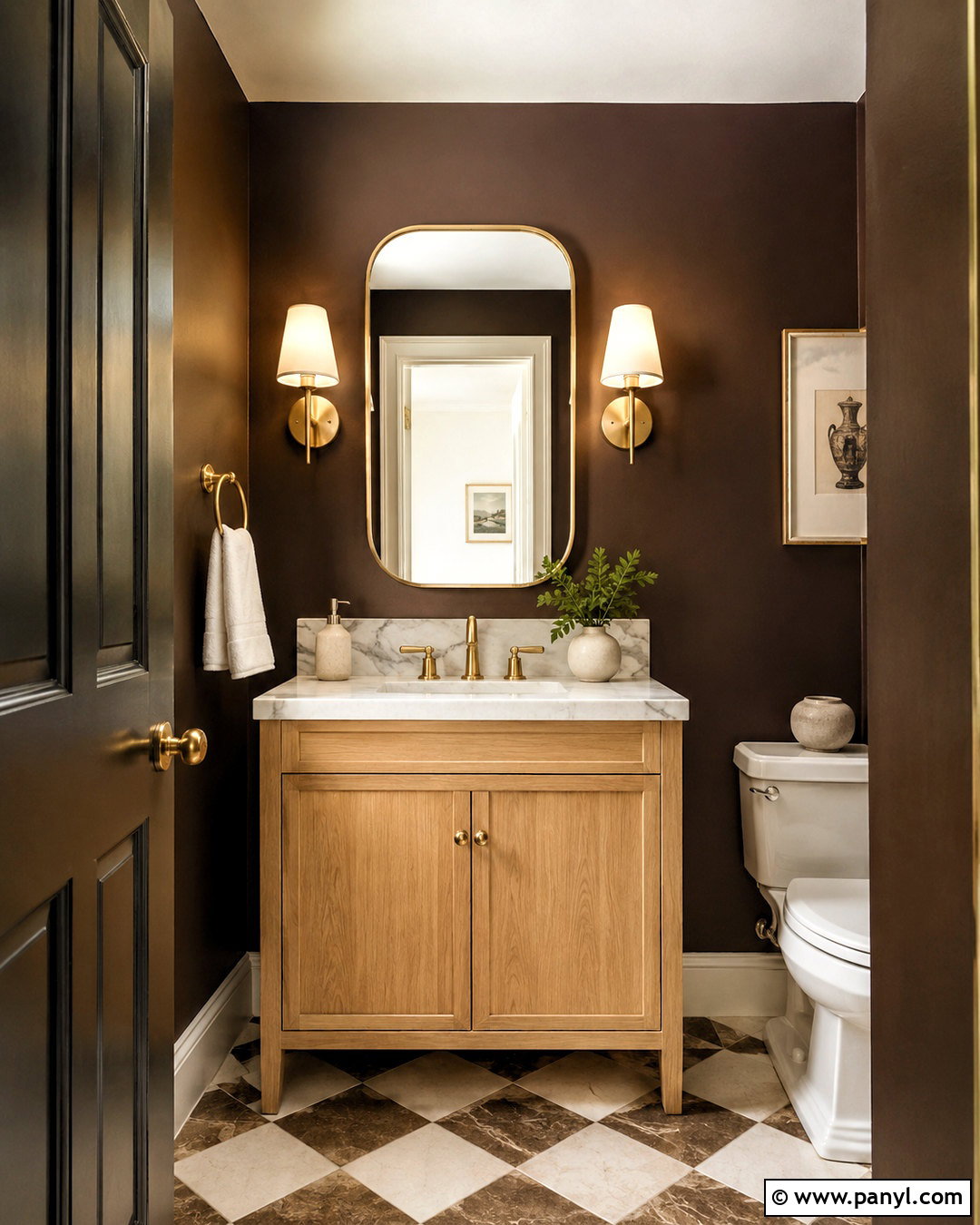 Dark Brown Powder Room - 40 Dark Brown Walls